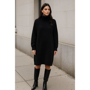 Mr. Mittens black turtleneck knit sweater dress size S relaxed fit $490